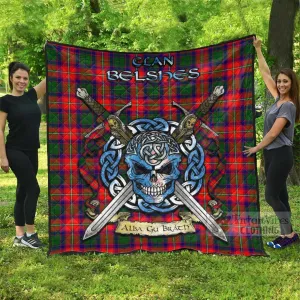 Belshes (Belsches) Tartan Quilt with Celtic Skull Alba Gu Brath Style