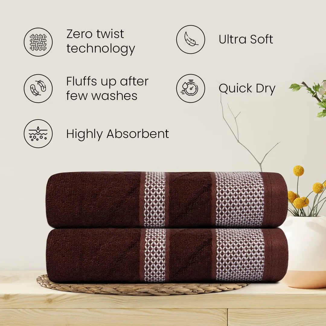 BePlush Zero Twist Bamboo Hand Towels Set of 2 Brown : Ultra Soft, Highly Absorbent, Quick Dry, Anti Bacterial Napkins for Hand Towel || 450 GSM, 40 X 60 cms