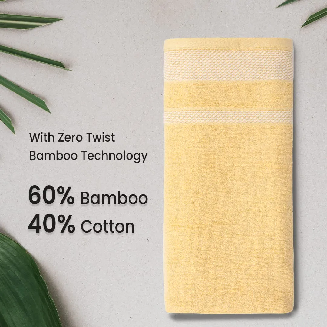 BePlush Zero Twist Bamboo Hand Towels Set of 4 Brown & Yellow : Ultra Soft, Highly Absorbent, Quick Dry, Anti Bacterial Napkins for Hand Towel || 450 GSM, 40 X 60 cms