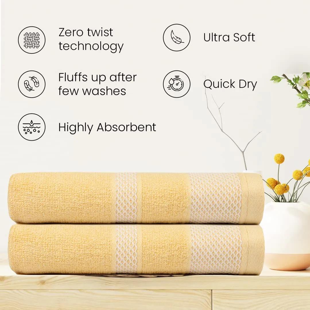 BePlush Zero Twist Bamboo Towels for Bath | Ultra Soft, Highly Absorbent, Quick Dry, Anti Bacterial Bamboo Bath Towel for Men & Women || 450 GSM, 29 x 59 Inches (1, Yellow)