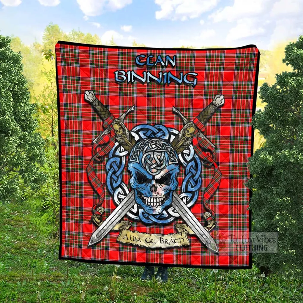 Binning Tartan Quilt with Celtic Skull Alba Gu Brath Style