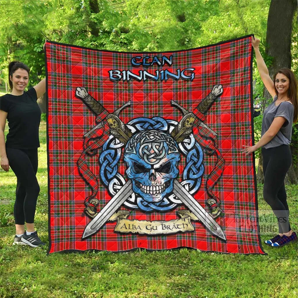 Binning Tartan Quilt with Celtic Skull Alba Gu Brath Style