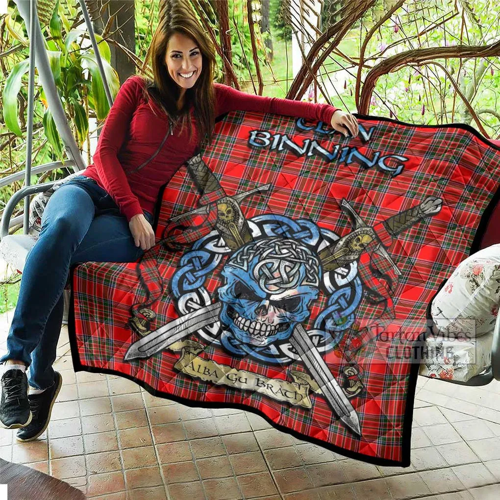 Binning Tartan Quilt with Celtic Skull Alba Gu Brath Style