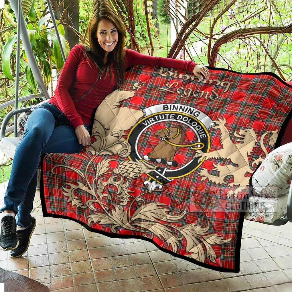 Binning Tartan Quilt with Family Crest and Scottish Symbol Style