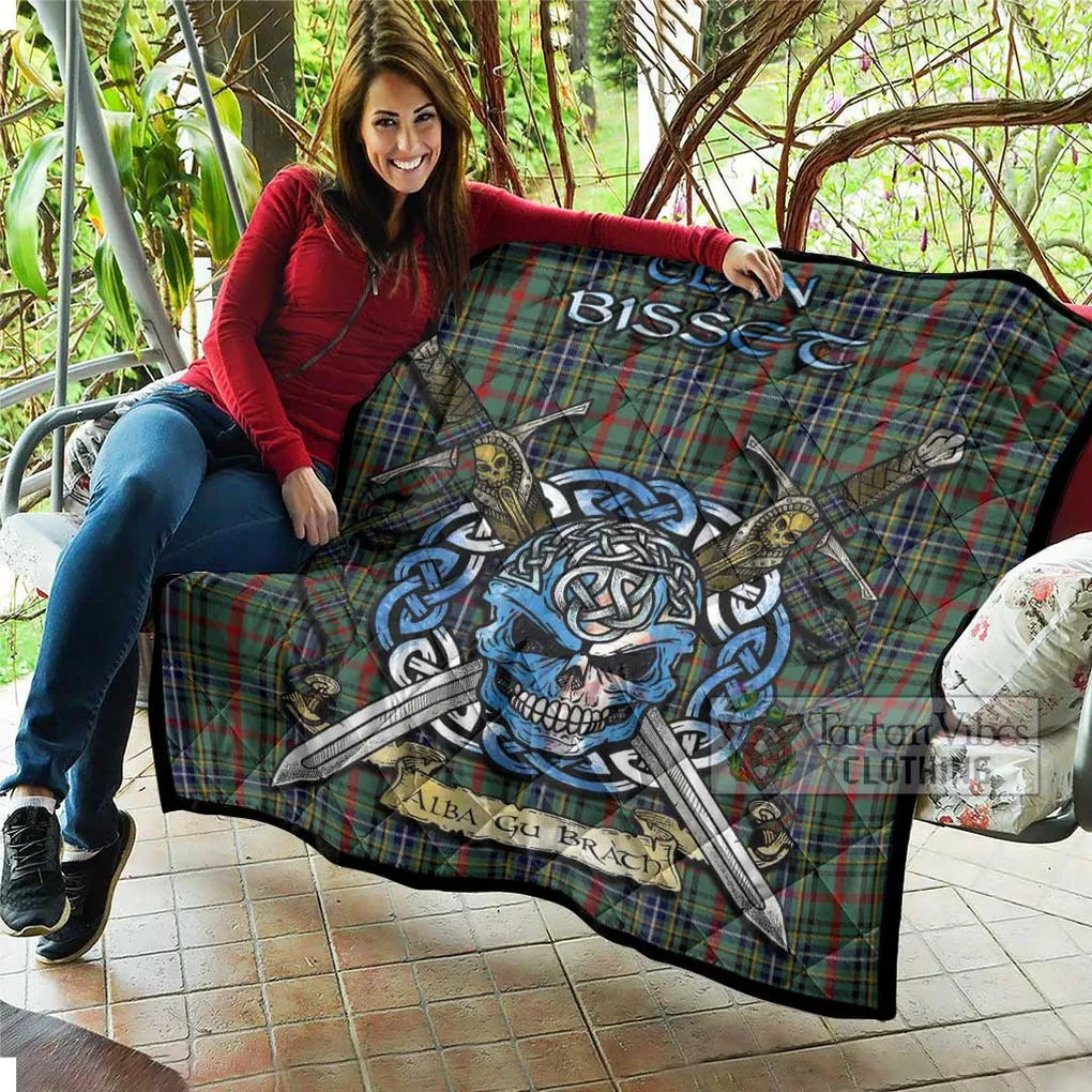 Bisset Tartan Quilt with Celtic Skull Alba Gu Brath Style