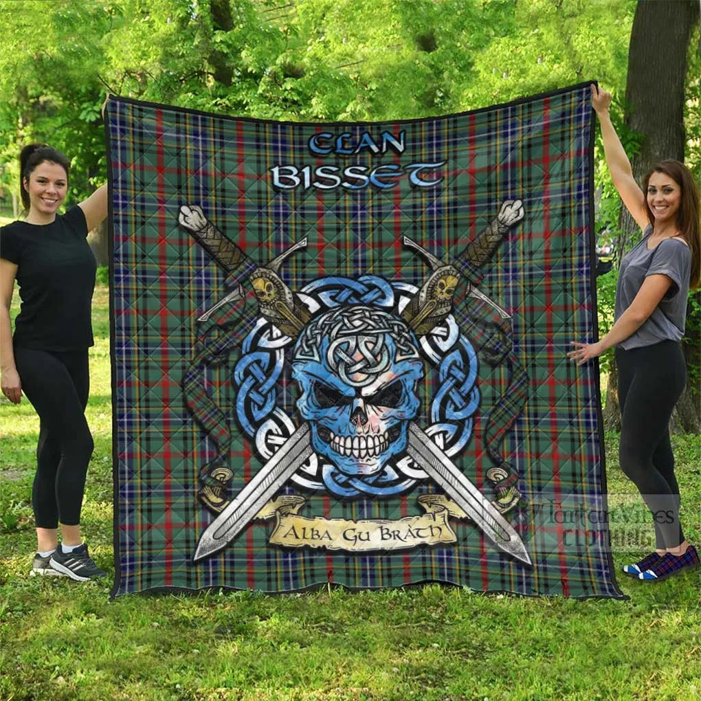 Bisset Tartan Quilt with Celtic Skull Alba Gu Brath Style