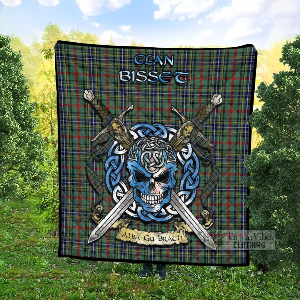 Bisset Tartan Quilt with Celtic Skull Alba Gu Brath Style