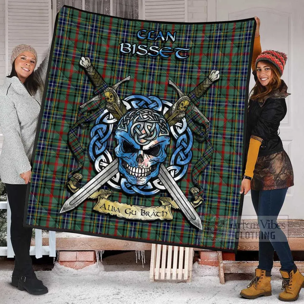 Bisset Tartan Quilt with Celtic Skull Alba Gu Brath Style