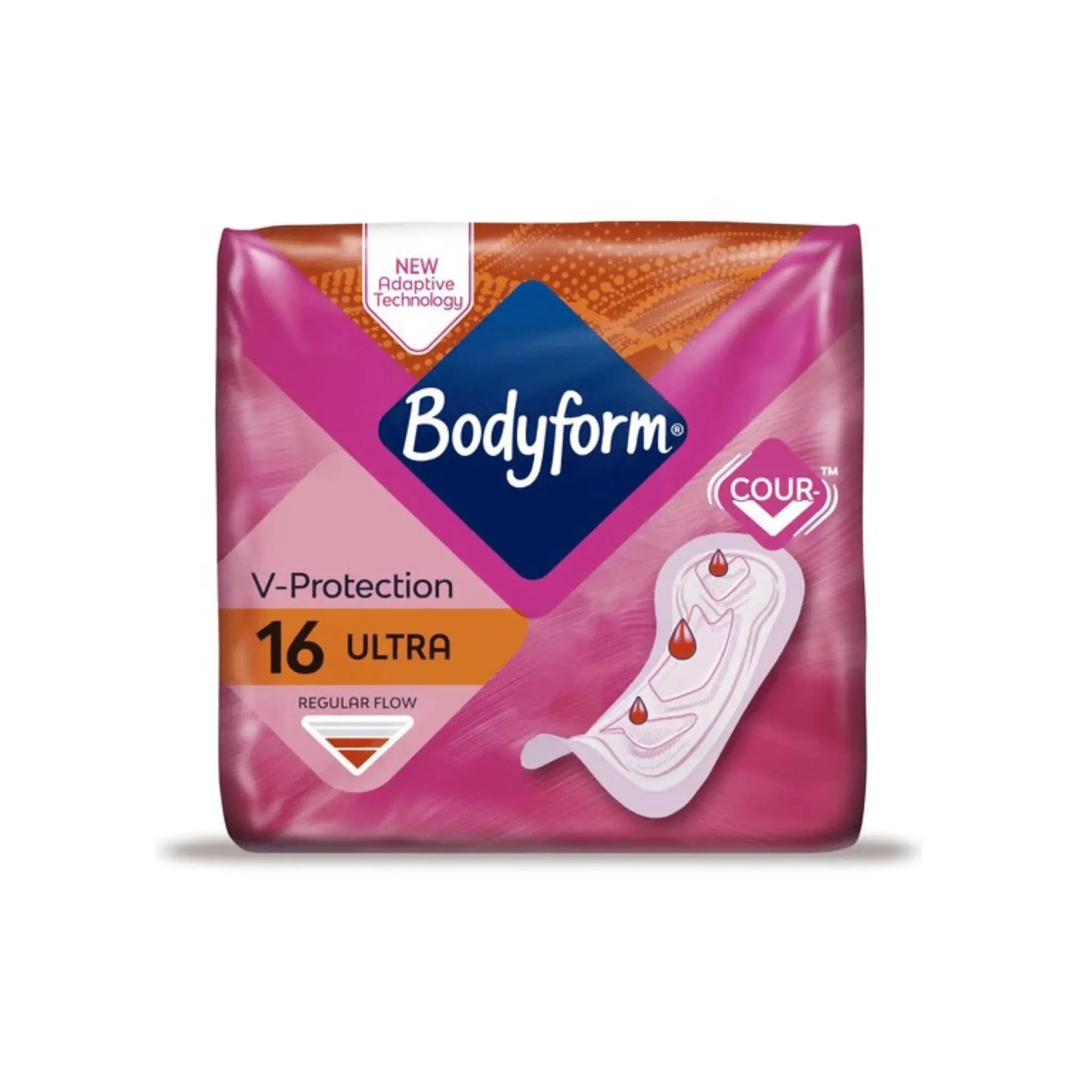 Bodyform pads Ultra Normal Sanitary Towels | Comfortable & Absorbent Menstrual Pads 16 Pack