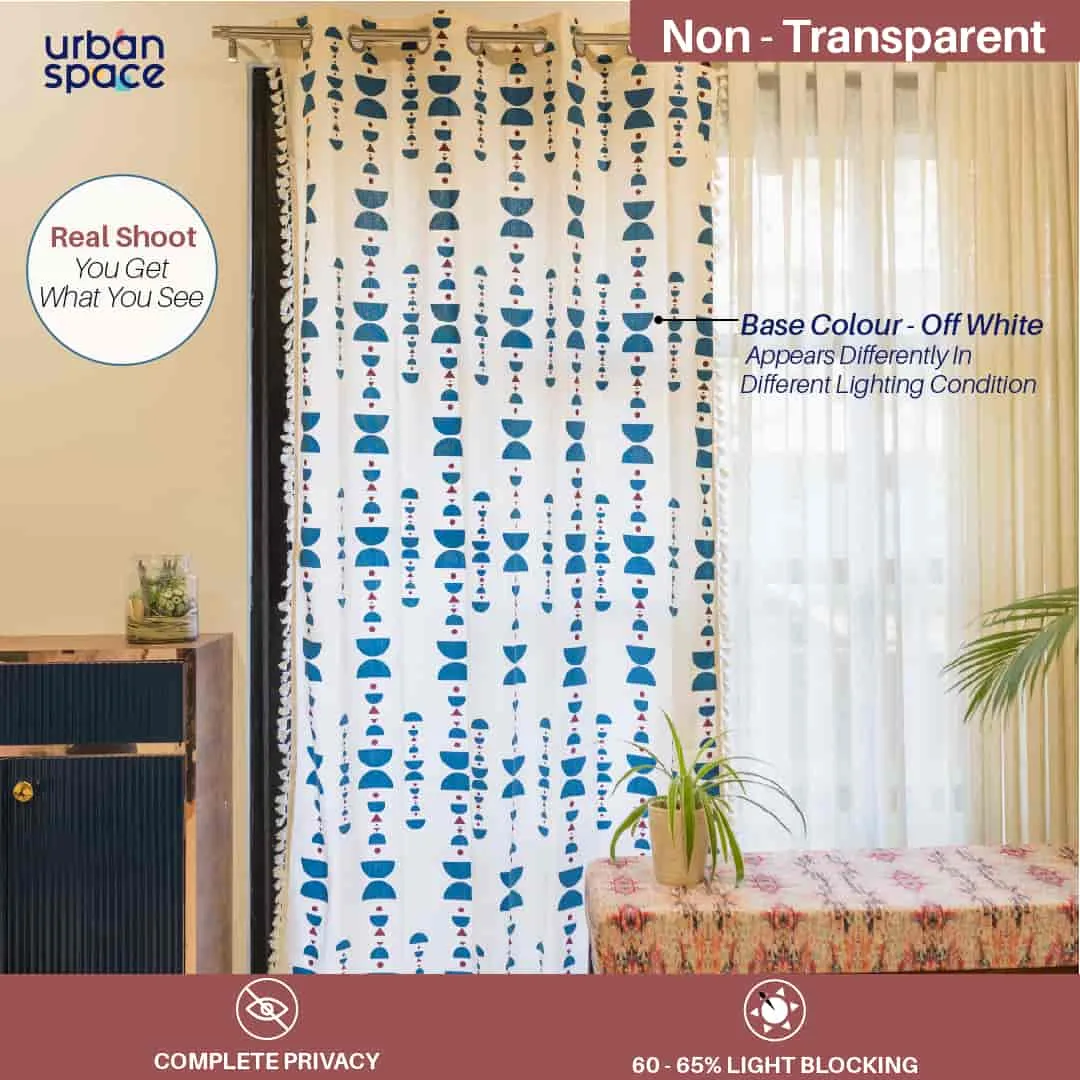 Bohemian 100% Cotton Curtain, Pack of 1 Curtain - Domes indigo Blue