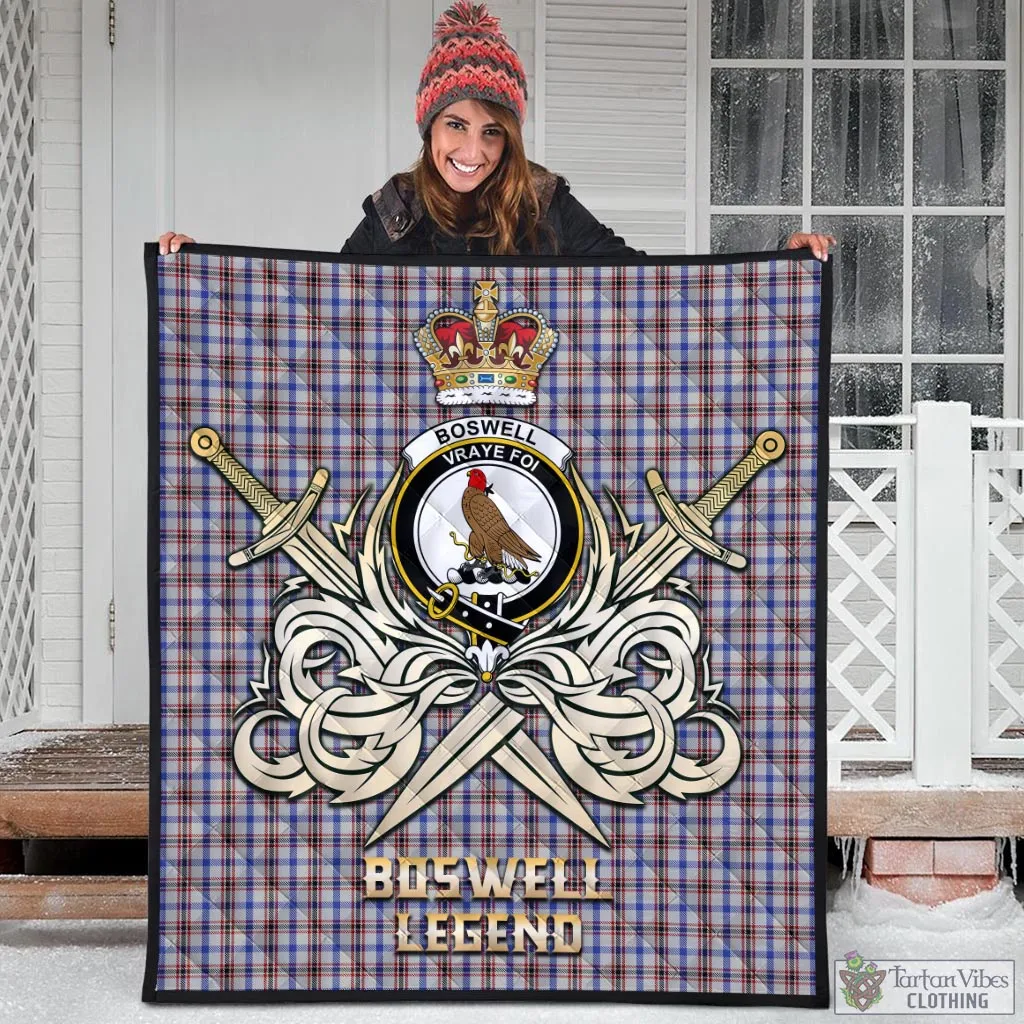 Boswell Tartan Quilt with Clan Crest and the Golden Sword of Courageous Legacy