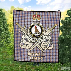 Boswell Tartan Quilt with Clan Crest and the Golden Sword of Courageous Legacy