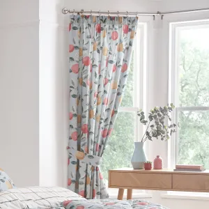 Botanical Fruits Duck Egg Pencil Pleat Curtains