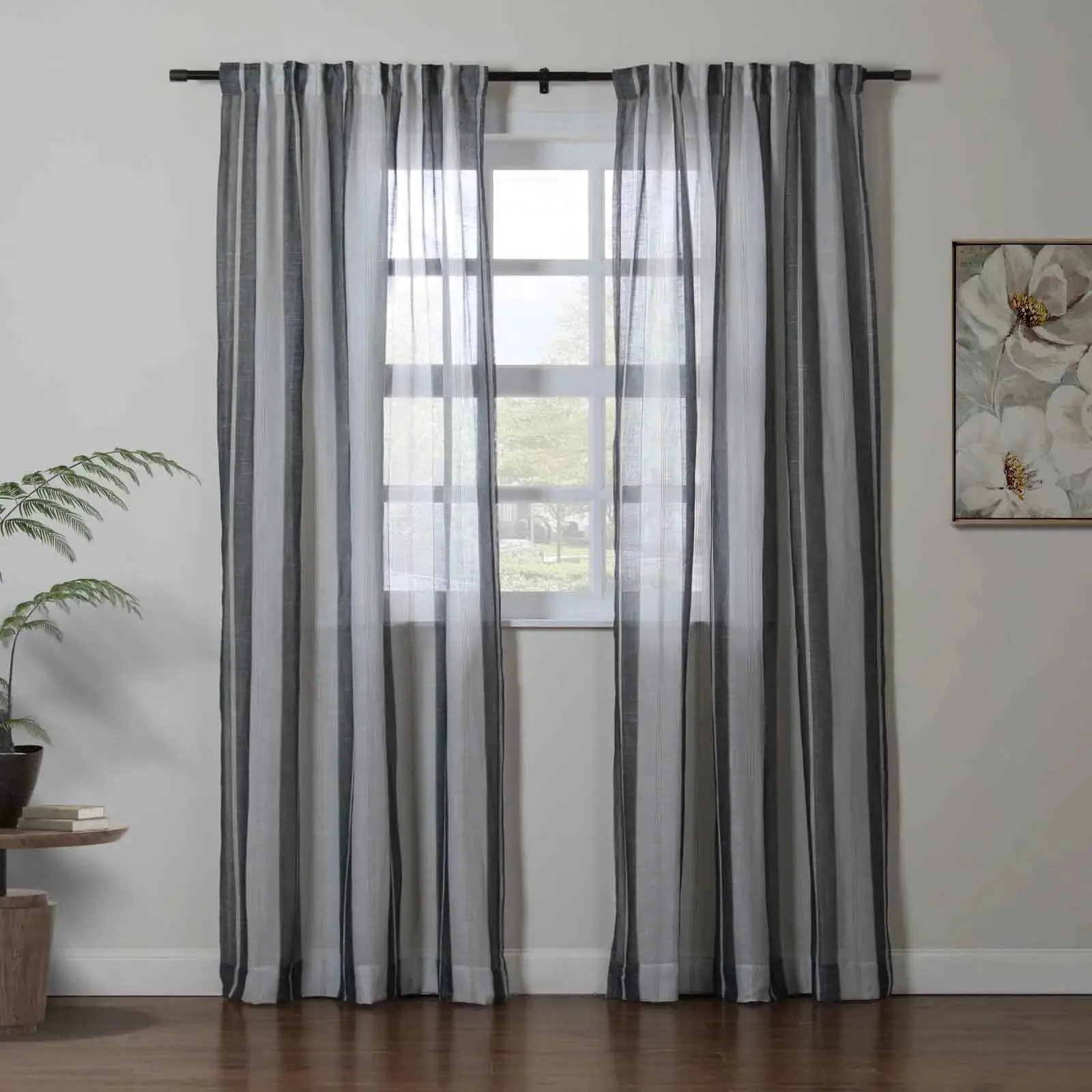 Brooklyn Woven Striped Sheer Curtain Soft Top