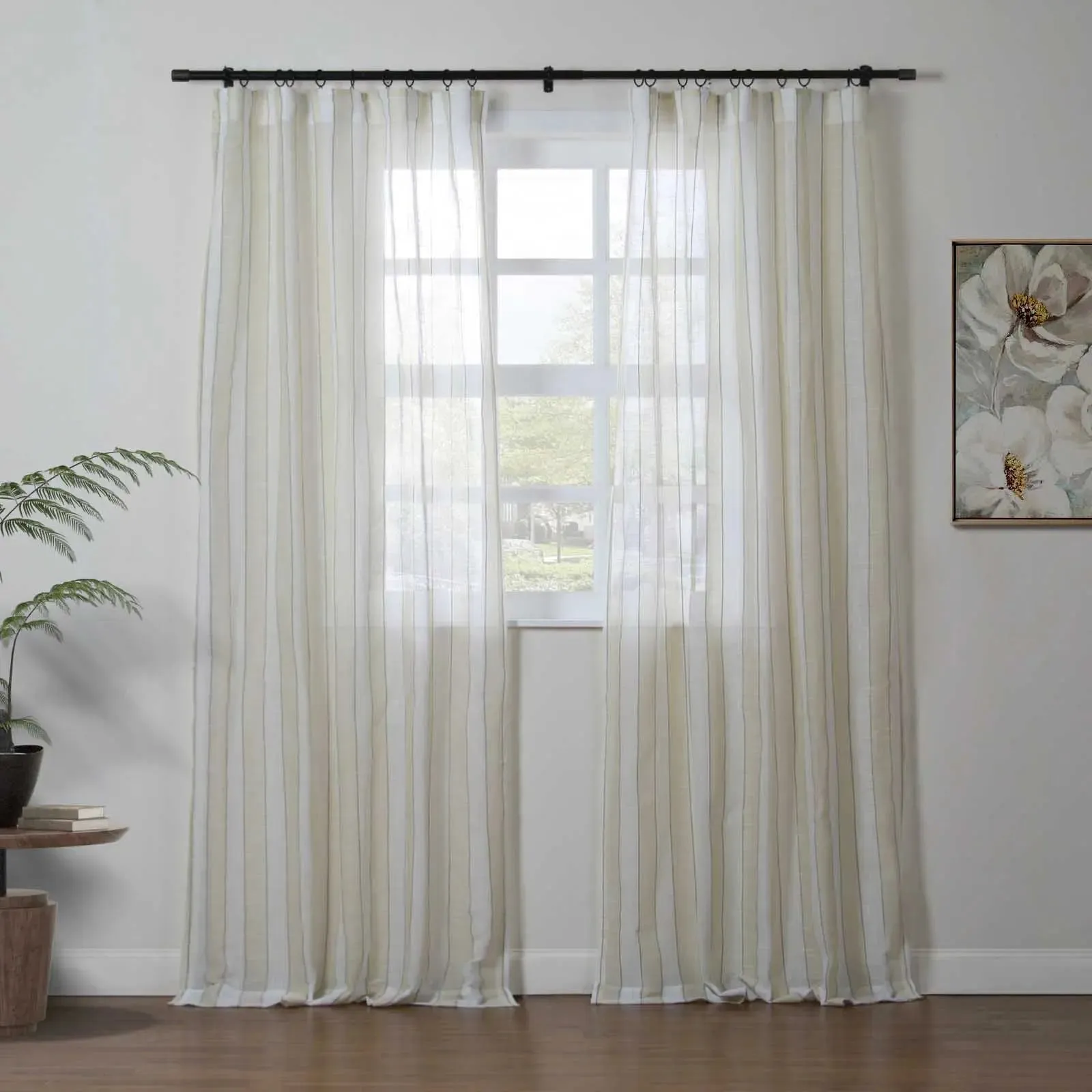 Brooklyn Woven Striped Sheer Curtain Soft Top