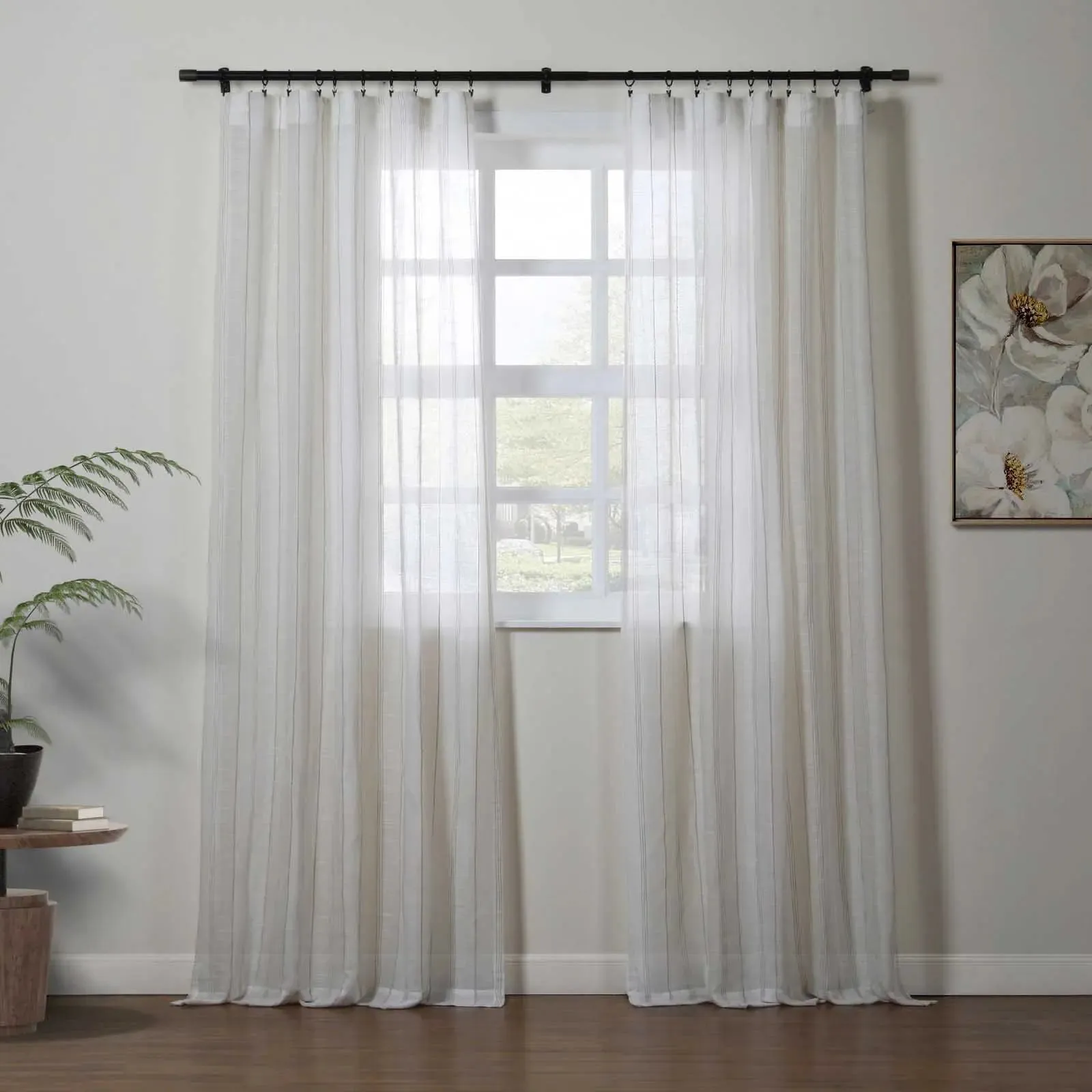 Brooklyn Woven Striped Sheer Curtain Soft Top