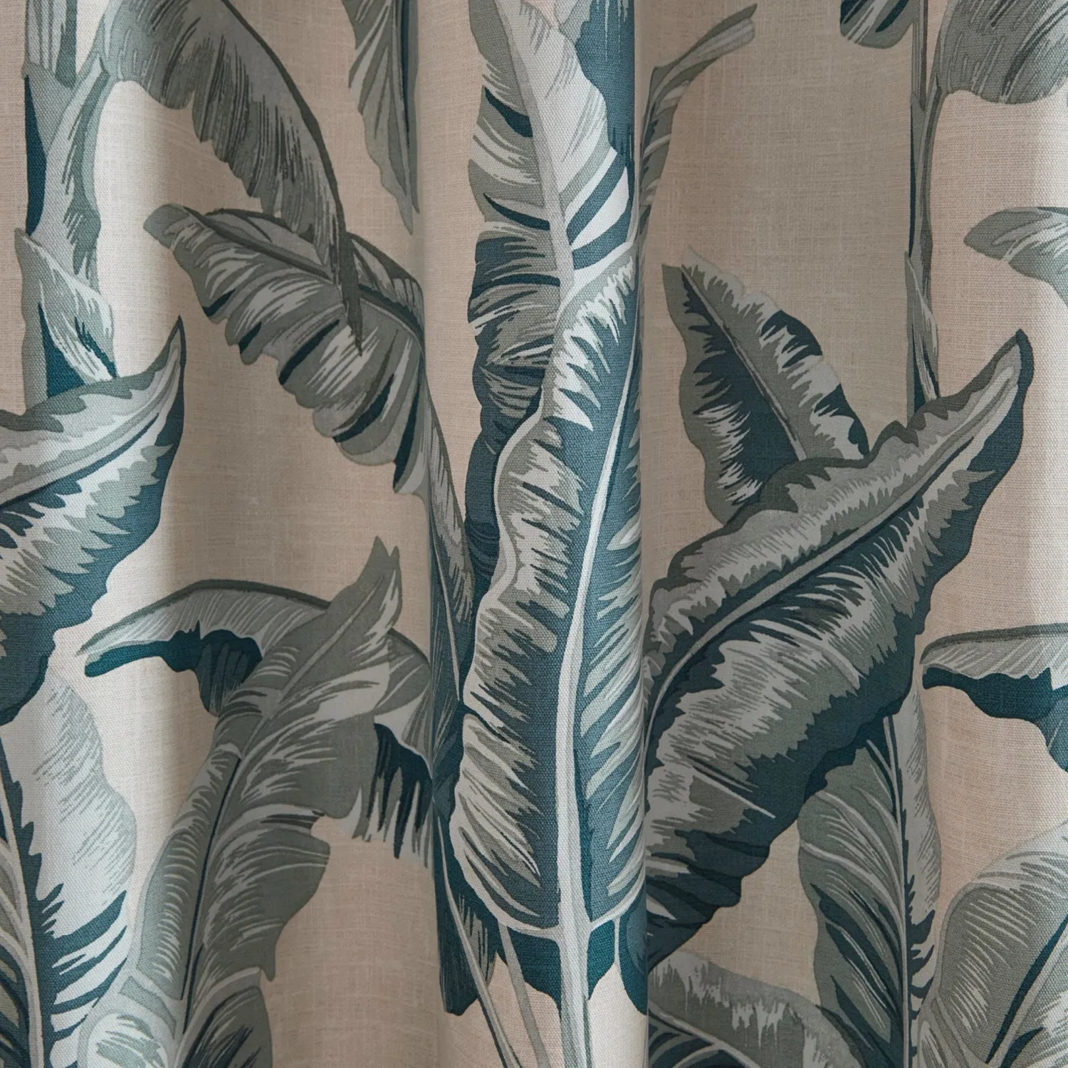 Cadiz Teal Leaf Eyelet Curtains