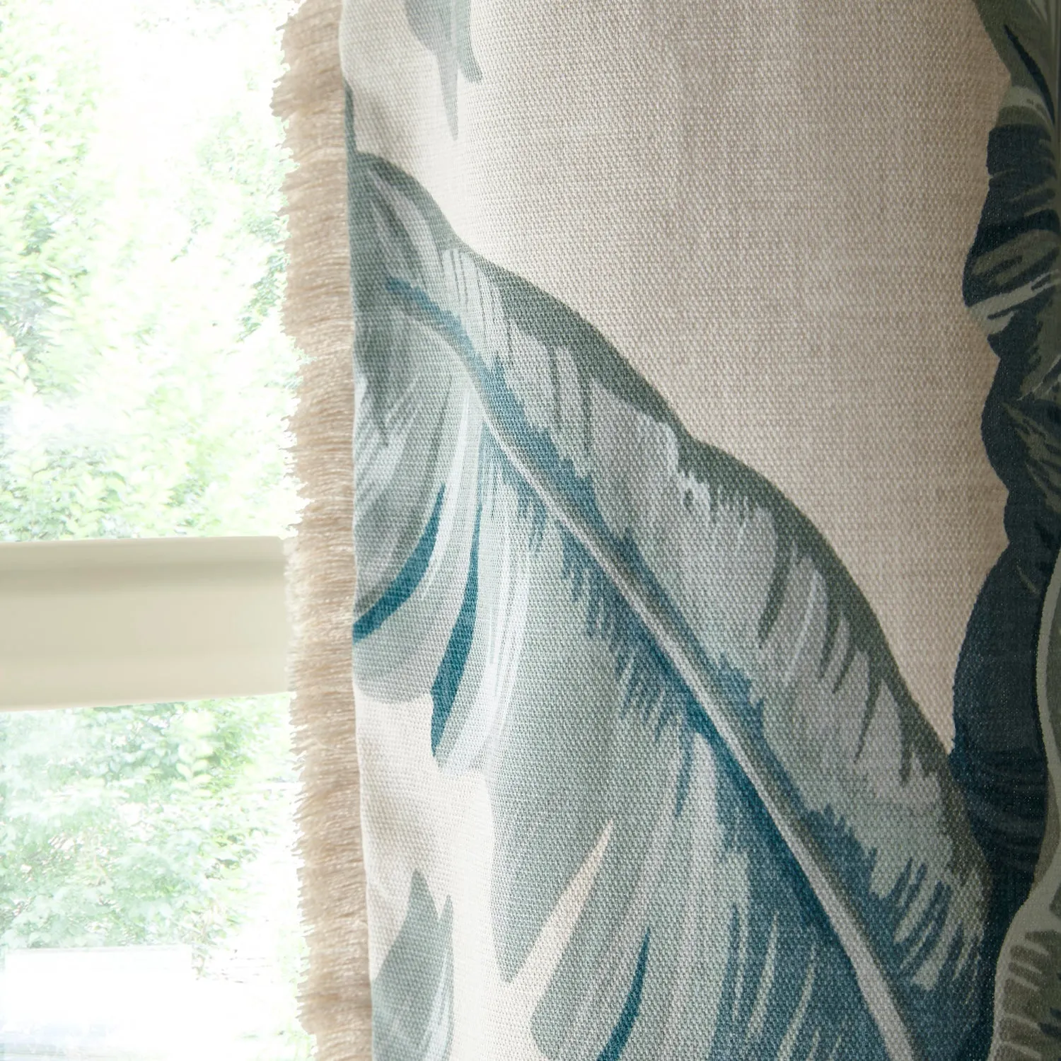 Cadiz Teal Leaf Eyelet Curtains