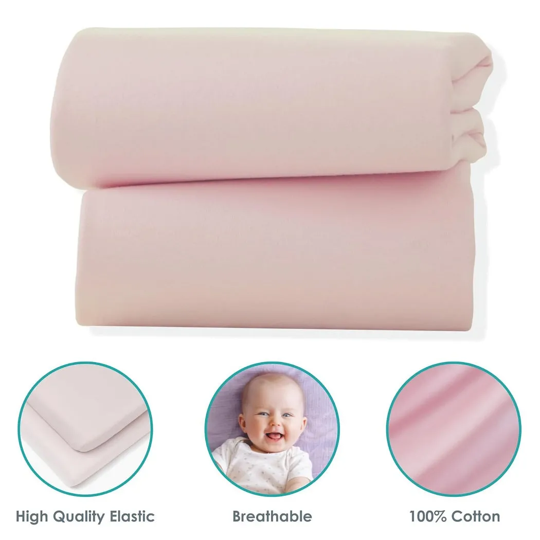 Clair De Lune Fitted Cot Bed Sheets (Pack of 2) - Pink