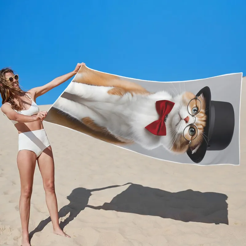 Cute Cat Beach Towel Quick-Drying