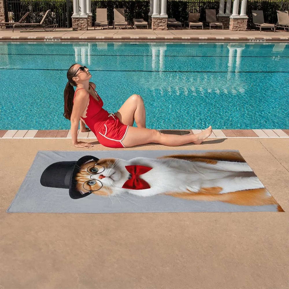 Cute Cat Beach Towel Quick-Drying