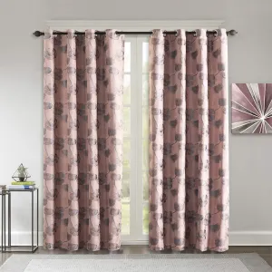 Deco Window Set of 2 Blackout Curtains for Doors 7.5 Feet Floral Room Darkening Thermal Insulated Soft Touch Polyester Privacy Panels with Stainless Steel Grommets (Peach)