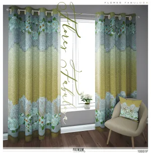 Decorative Yellow Floral PREMIUM Curtain Panel, Made to Order on 12 Fabric Options - 10001F