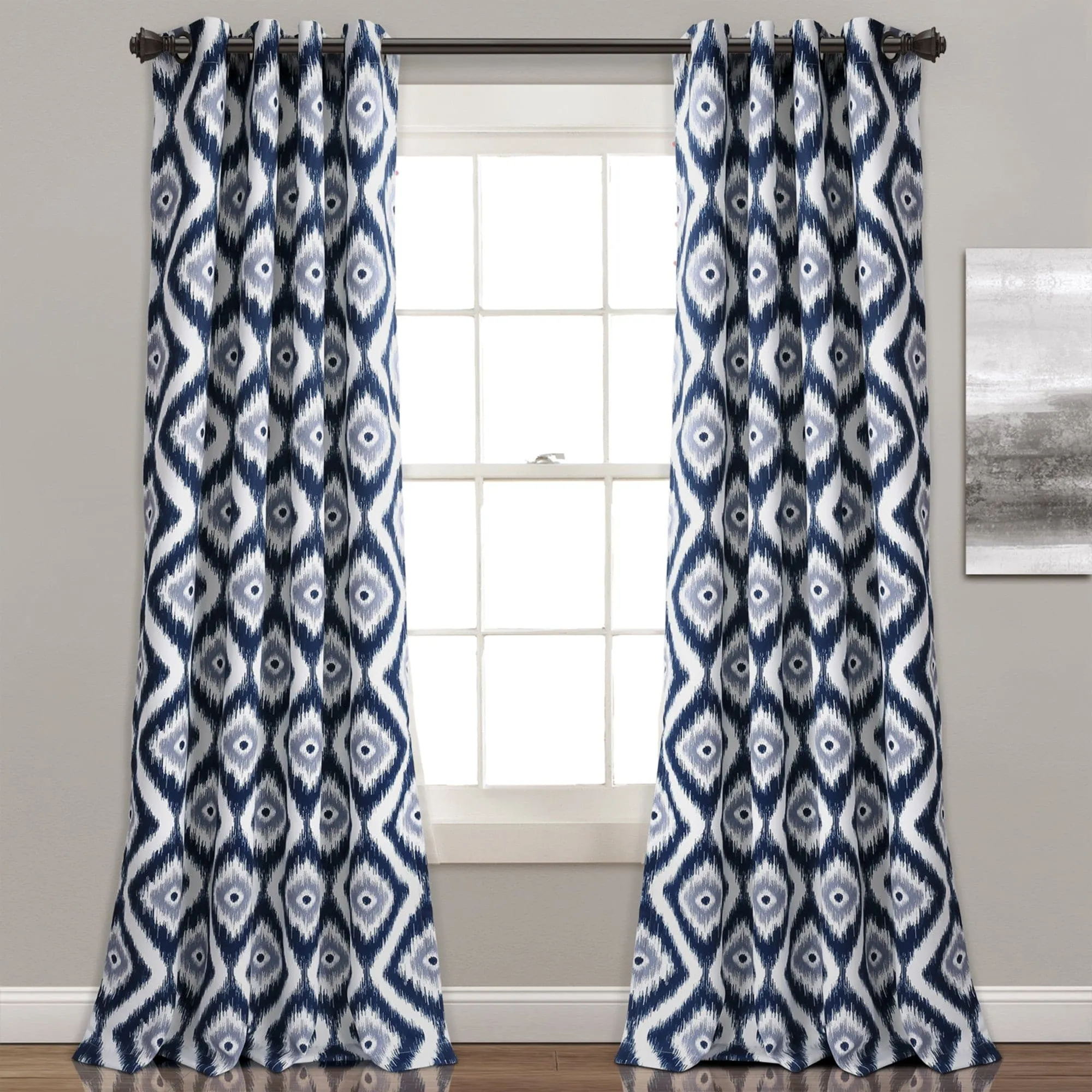 Diamond Ikat Light Filtering Window Curtain Set