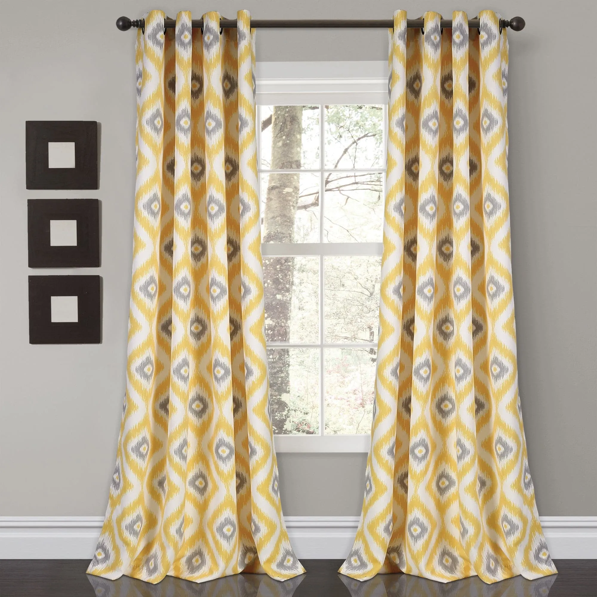 Diamond Ikat Light Filtering Window Curtain Set