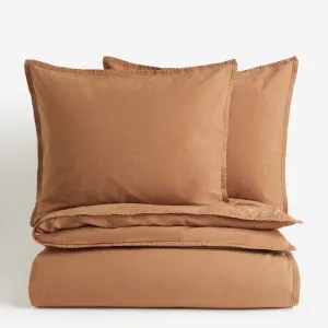 Double bedding set H&M Home Washed Cotton, light brown