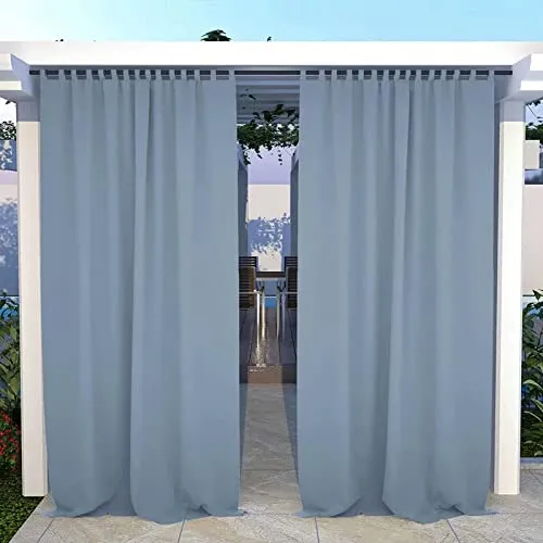 Duronet - Waterproof & Sun Blockage Outdoor & Indoor Deorative Semi Blackout Windproof Loop Curtains (Grey, 4.5 X 7.5 Feet, Polyester),Pack of 2