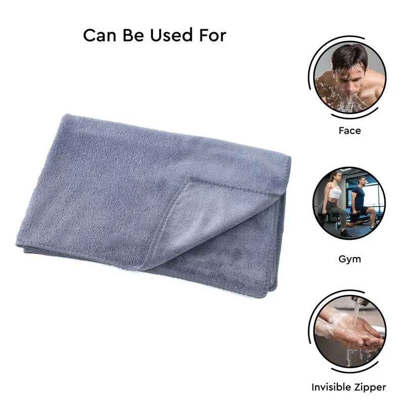 Encasa Microfiber towels (60x40 cm) for car and kitchen cleaning, perfect for travel, beach trips, backpacking, camping and gym use - fast drying - 3-pack - Grey