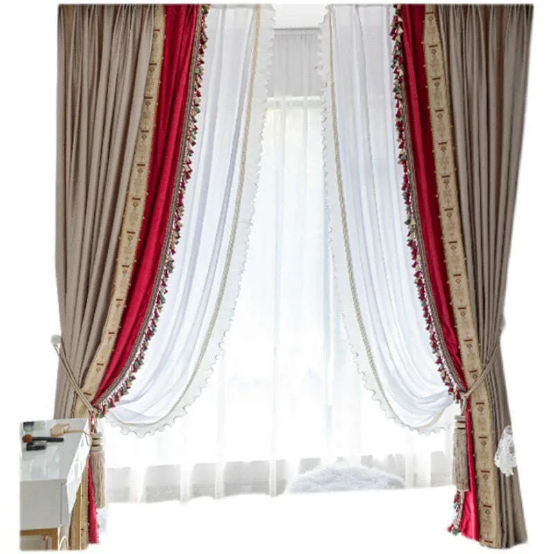 Ethan European Design Lustrous Satin Curtain - Beige and Pink