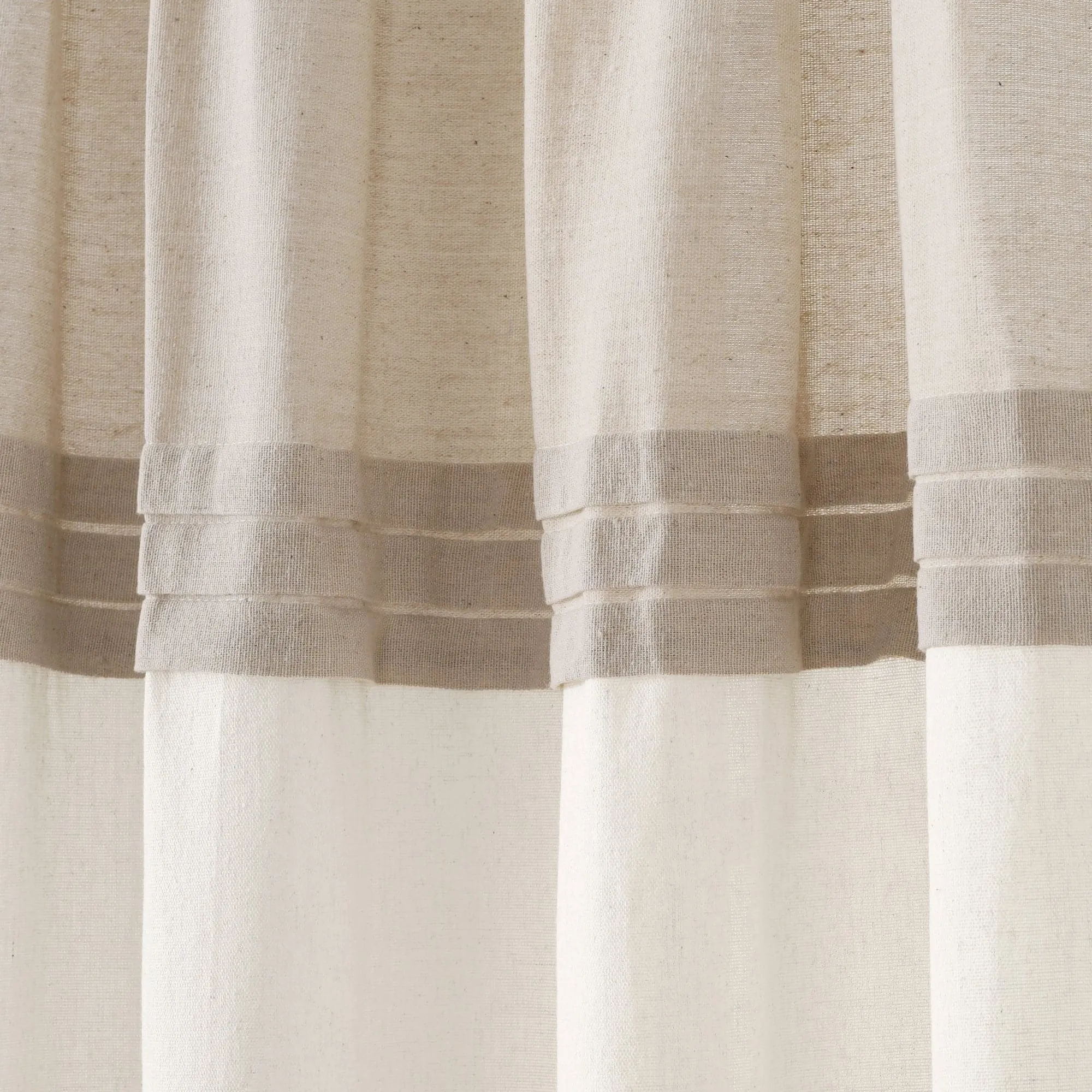 Farmhouse Faux Linen Colorblock Pleated Window Curtains