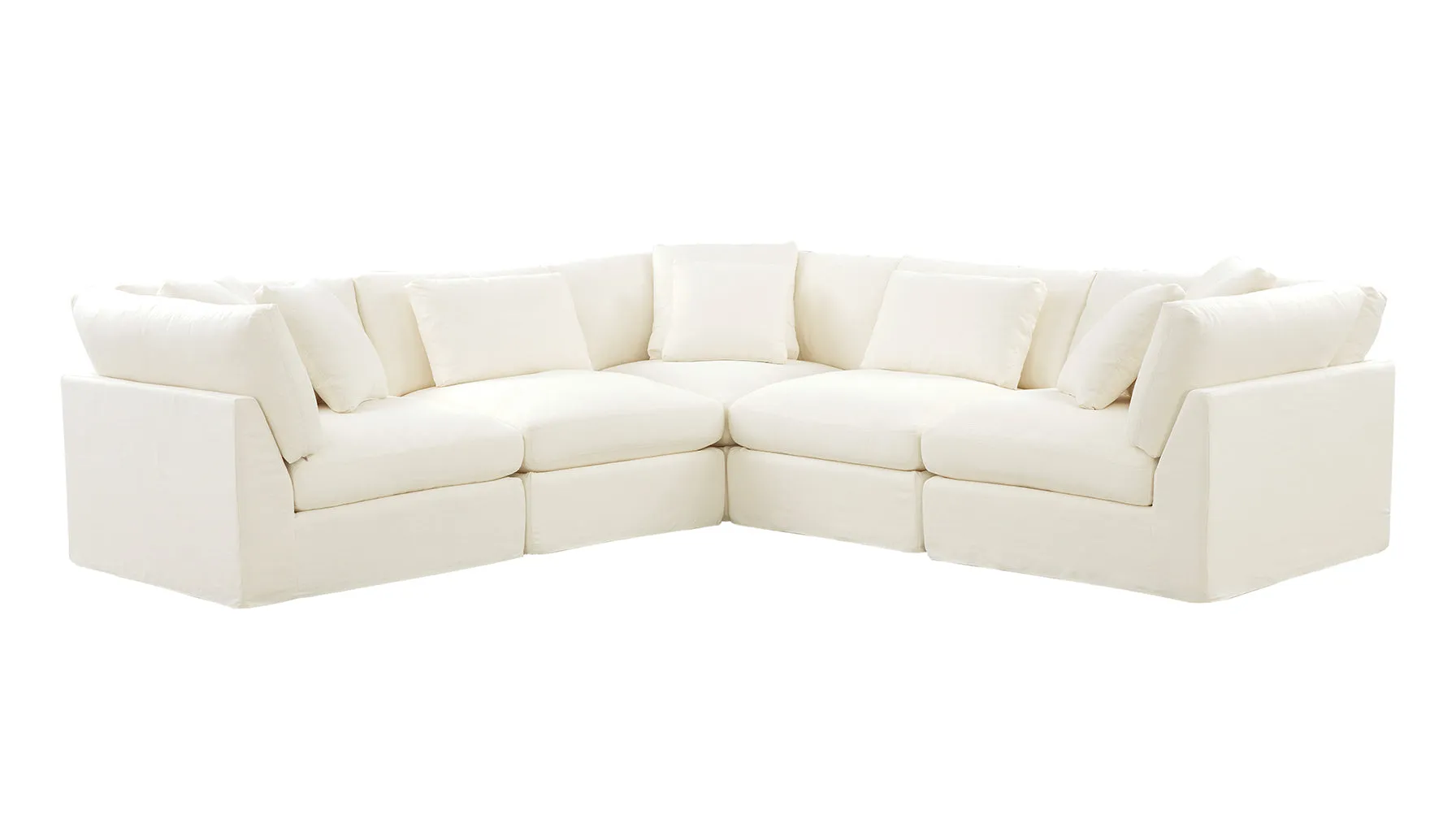 Get Together™ 5-Piece Modular Sectional Closed, Large, Cream Linen