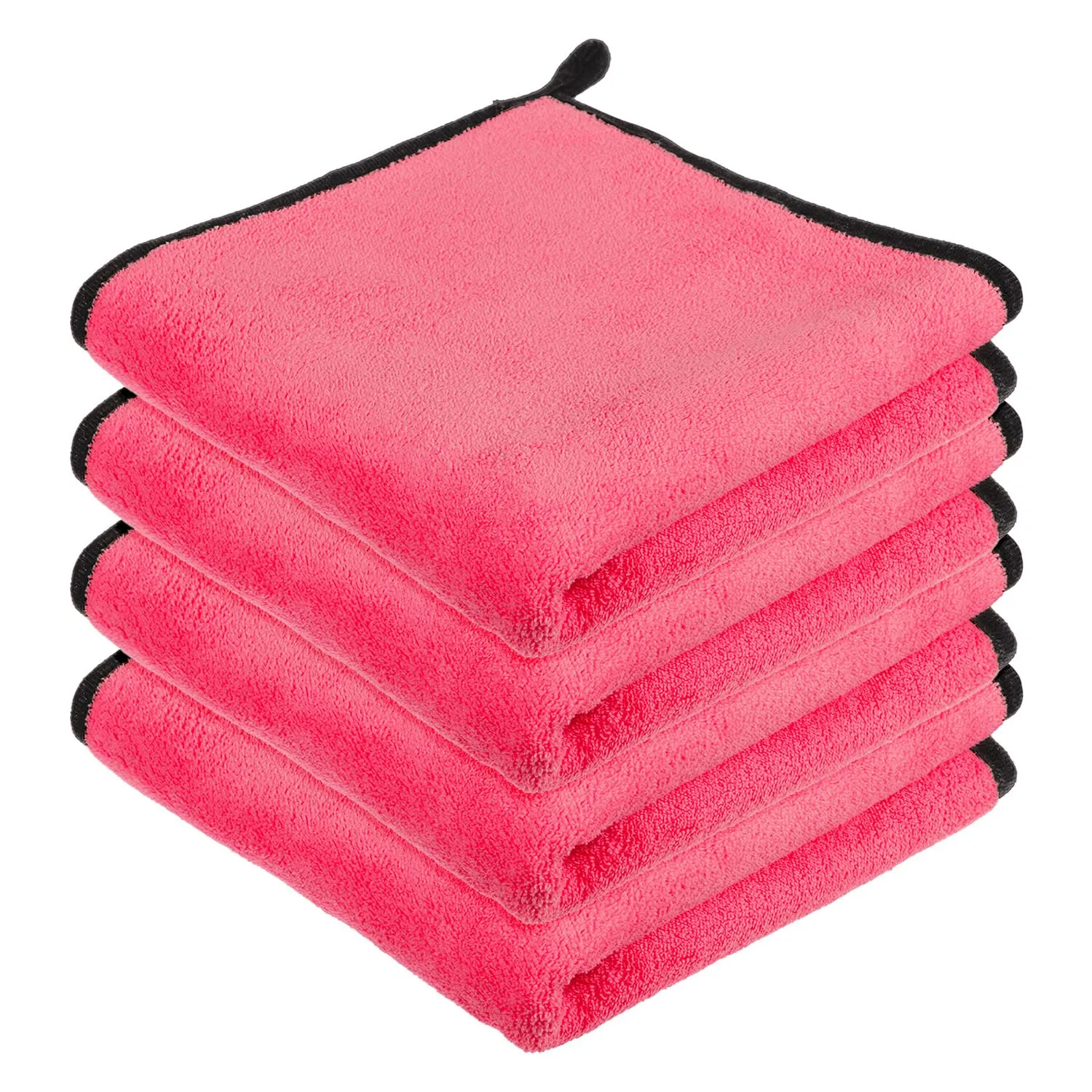 Heart Home Cleaning Towel | Reusable Cleaning Cloths for Kitchen | Duster Towel for Home Cleaning | 400 GSM Cleaning Cloth Towel with Hanging Loop | 40x40 | Pack of 4 | Pink