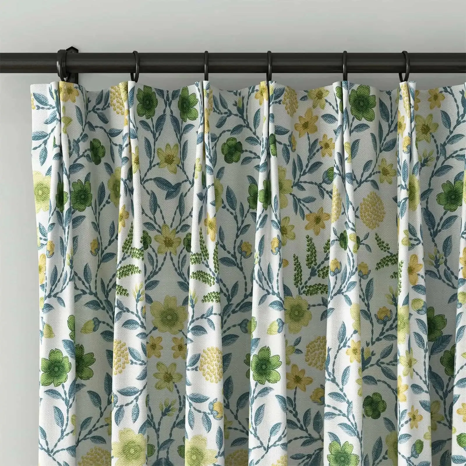 Holly Floral Pattern Boho Style Curtain Pleated