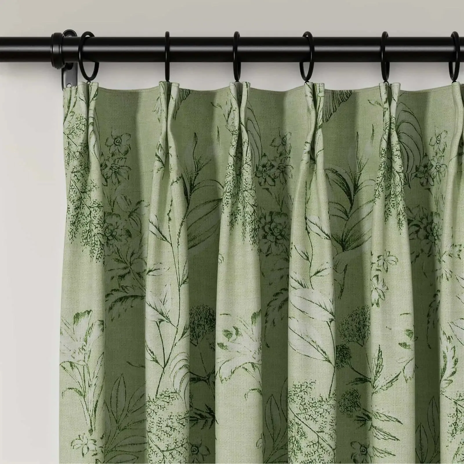 Holly Floral Pattern Boho Style Curtain Pleated