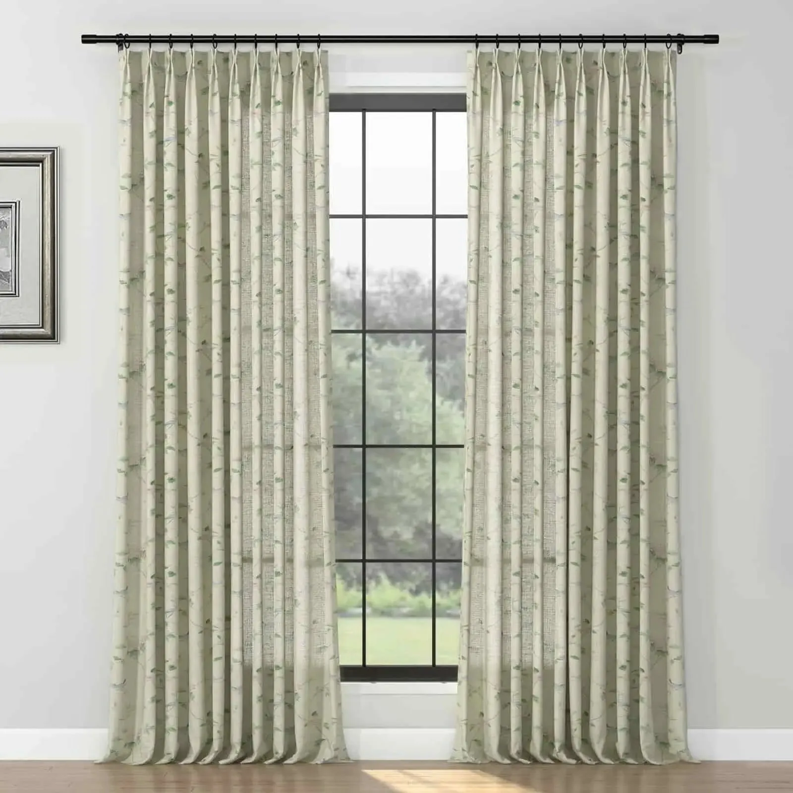 Holly Floral Pattern Boho Style Curtain Pleated