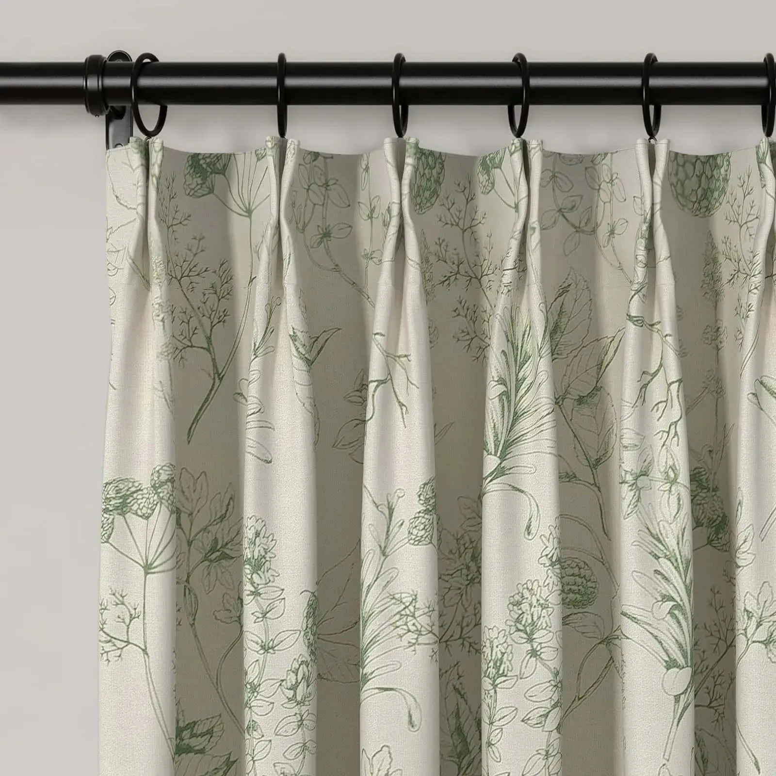 Holly Floral Pattern Boho Style Curtain Pleated