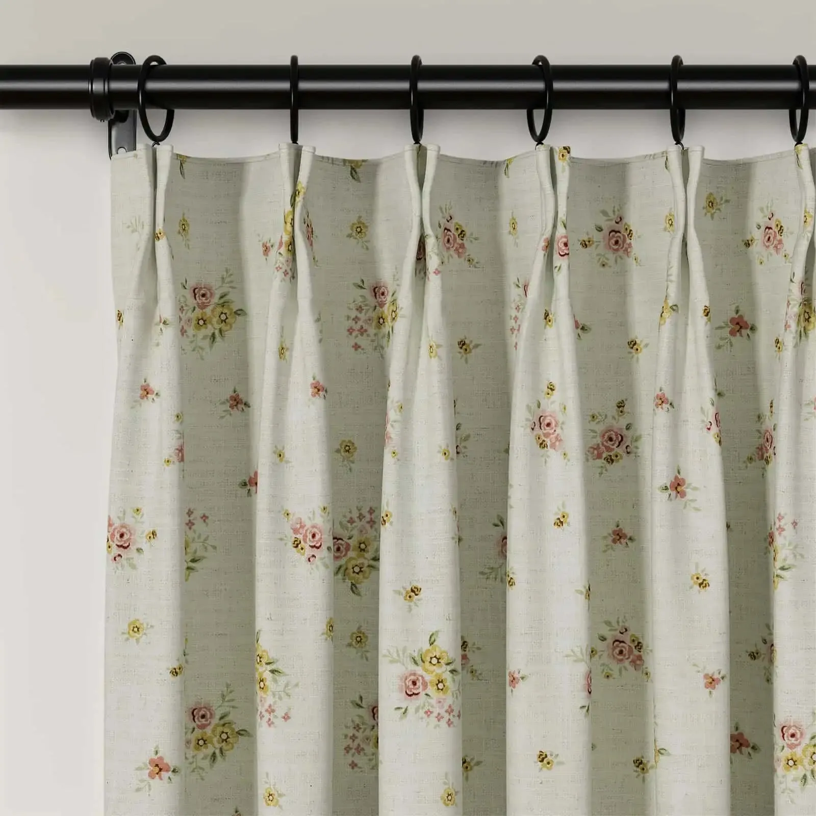 Holly Floral Pattern Boho Style Curtain Pleated