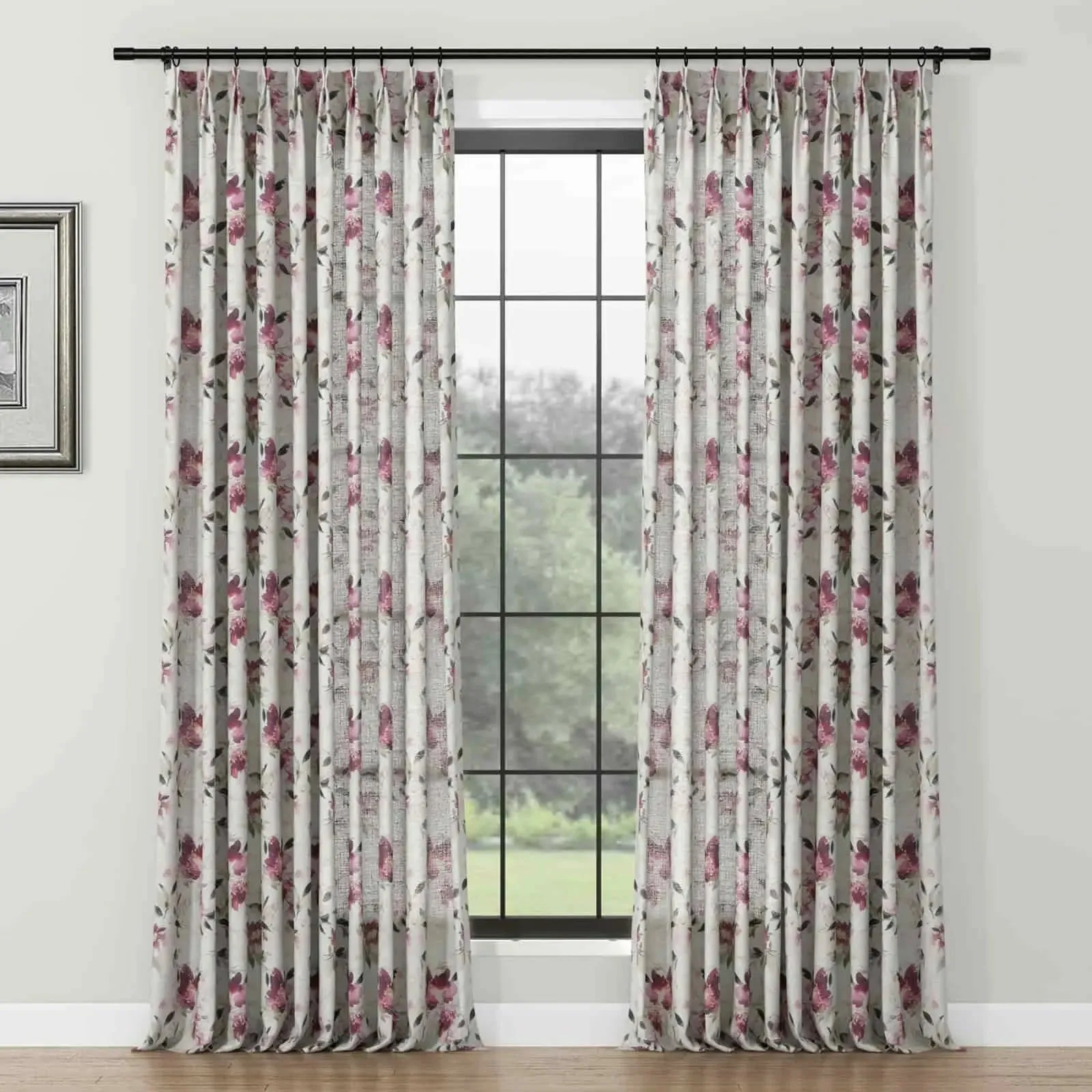 Holly Floral Pattern Boho Style Curtain Pleated