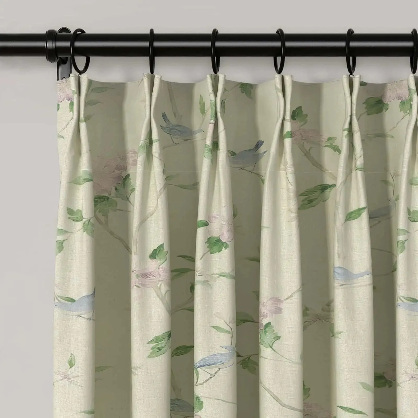 Holly Floral Pattern Boho Style Curtain Pleated