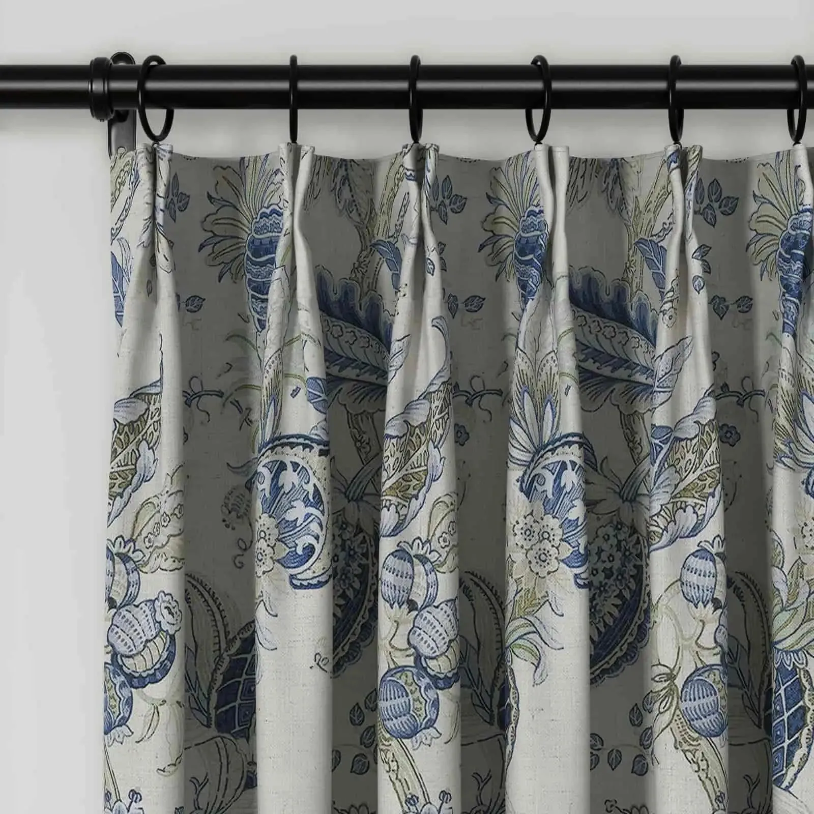 Holly Floral Pattern Boho Style Curtain Pleated