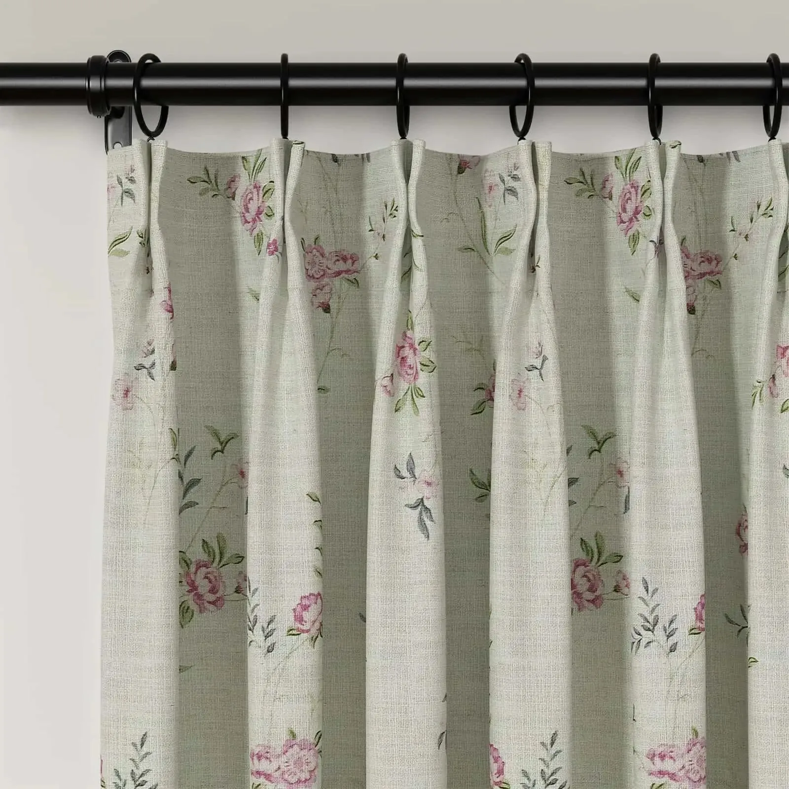 Holly Floral Pattern Boho Style Curtain Pleated