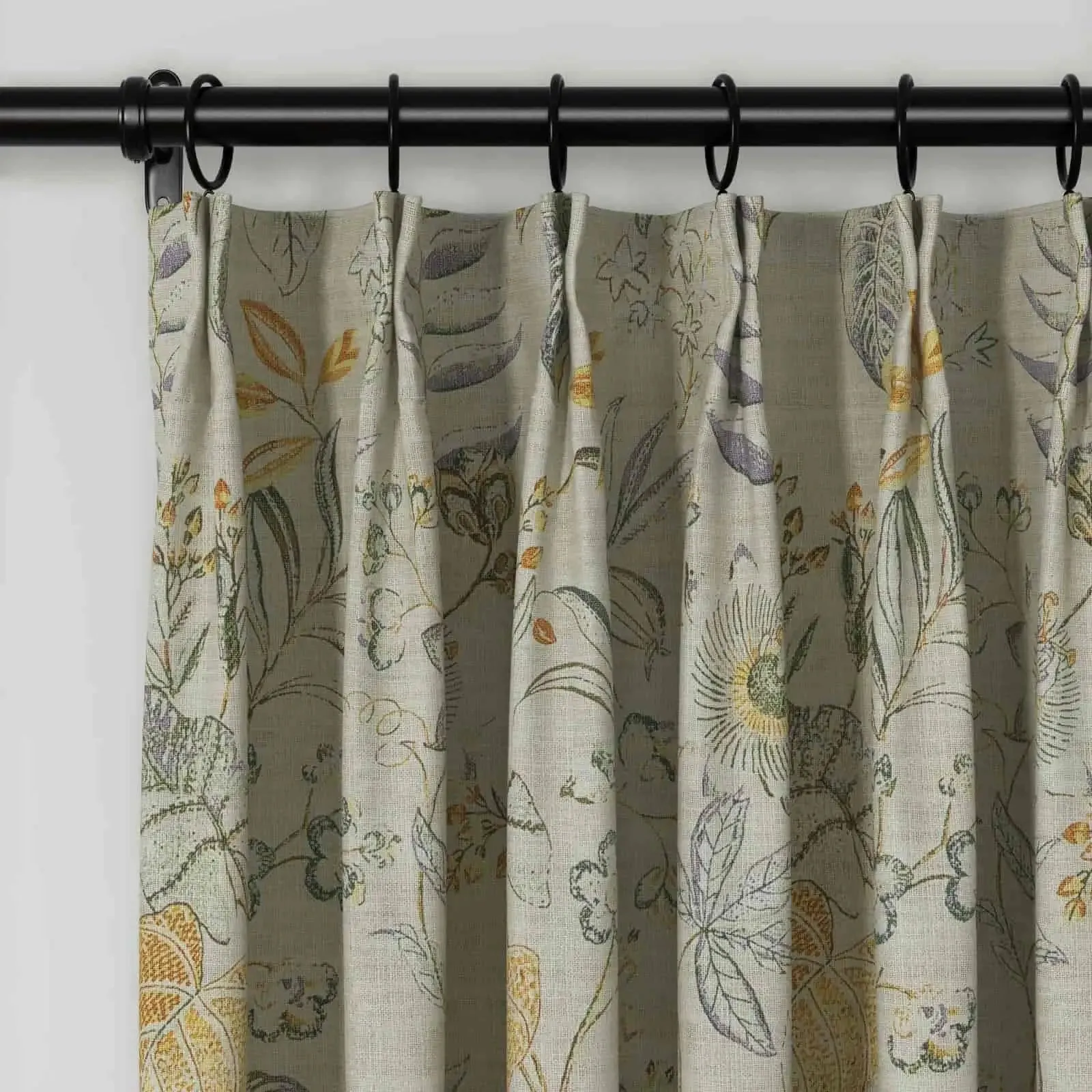 Holly Floral Pattern Boho Style Curtain Pleated