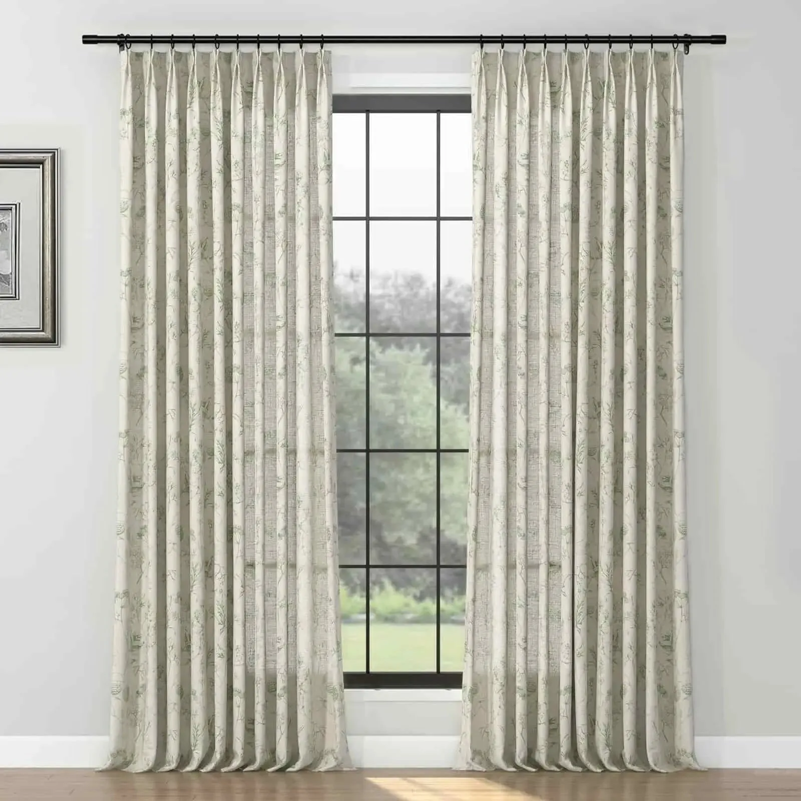 Holly Floral Pattern Boho Style Curtain Pleated