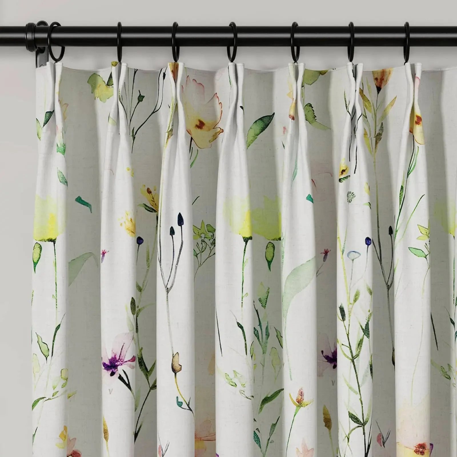 Holly Floral Pattern Boho Style Curtain Pleated