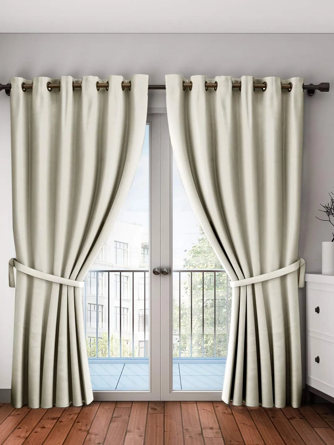 Home Sizzler 1 Piece 100% Blackout Eyelet Polyester Window Curtain, 5ft, Cream