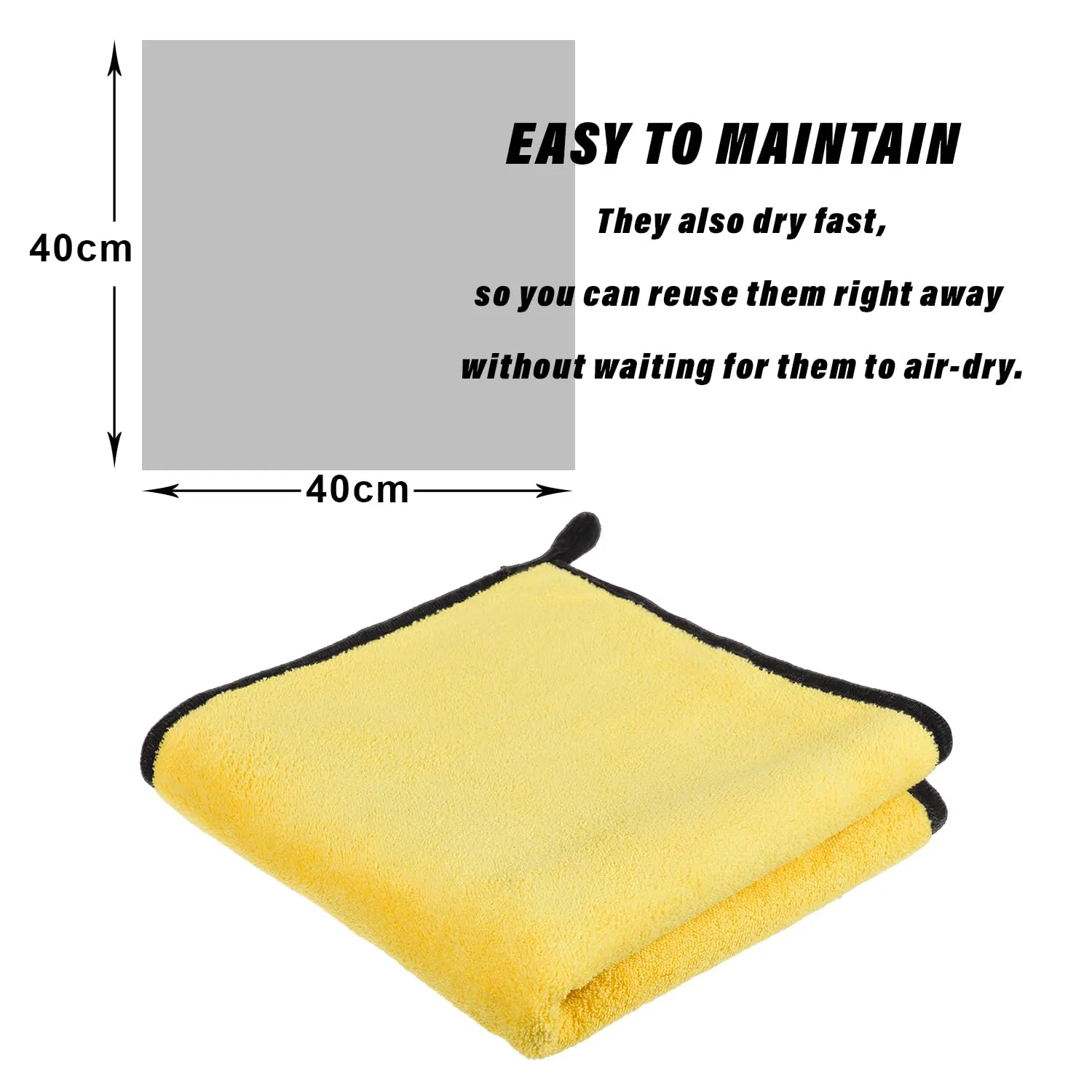 Kuber Industries Cleaning Towel | Reusable Cleaning Cloths for Kitchen | Duster Towel for Home Cleaning | 400 GSM Cleaning Cloth Towel with Hanging Loop | 40x40 | Pack of 3 | Yellow